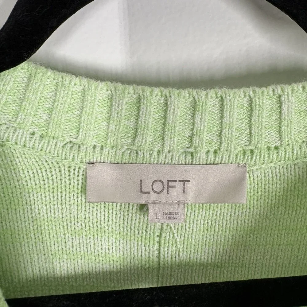 LOFT Women L Knit Pastel Stripe Ombre Elbow Sleeve Crew Neck Sweater NWT